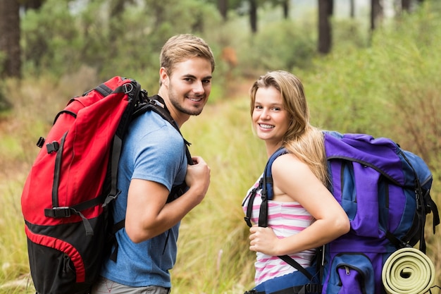 Portrait of a smiling hiker couple 