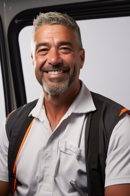 Portrait of a smiling man with grey hair and beard