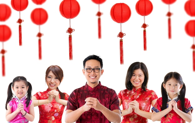 Photo portrait of smiling people with hands clasped against white background