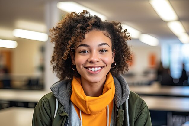 portrait of a smiling person in everyday life