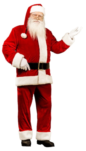 Portrait of smiling Santa Claus on white background