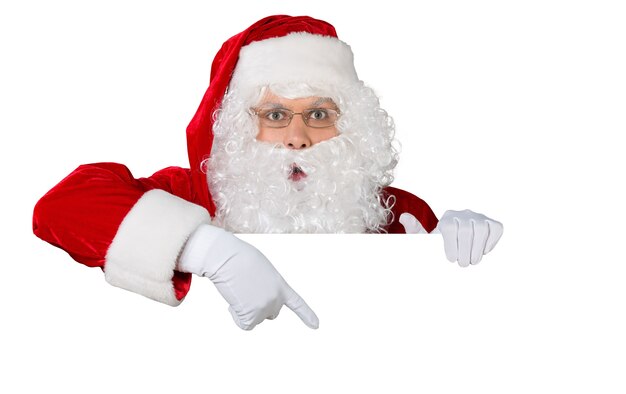 Portrait of smiling Santa Claus on white background