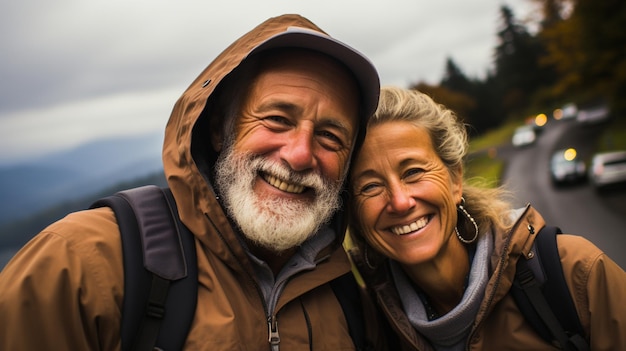 portrait of smiling senior couple in love