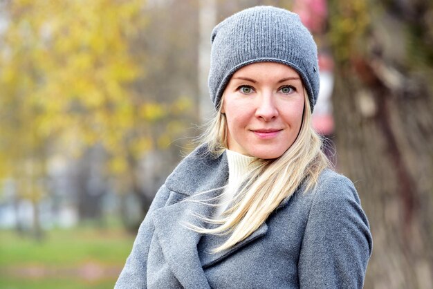 Portrait of smiling woman during winter