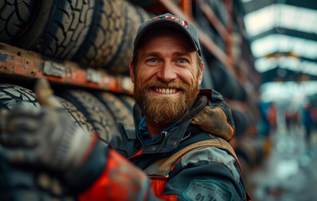 Portrait of smiling worker in warehouse