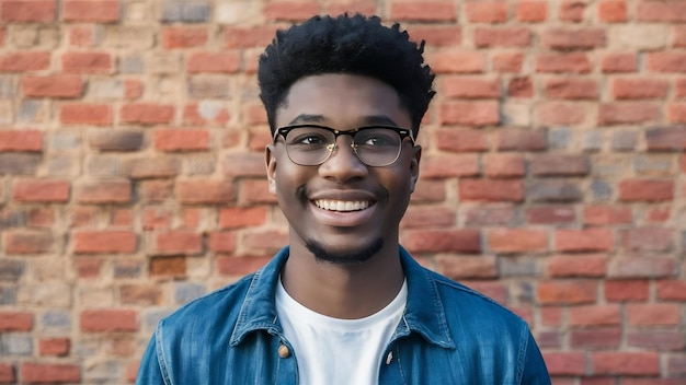 Портрет улыбающегося молодого африканца в очках
