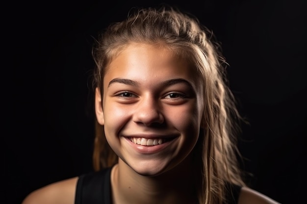 Portrait of a smiling young female basketball player created with generative ai