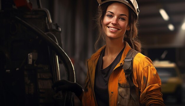 Portrait of smiling young female mechanic