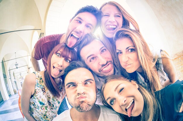 Portrait of smiling young friends