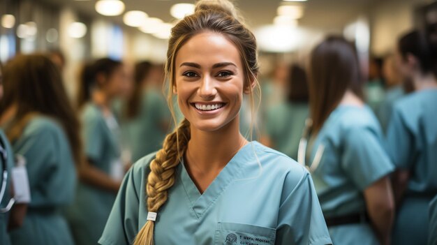 Foto ritratto di una giovane infermiera sorridente