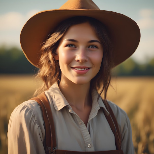 Portrait of a smilling young farm woman