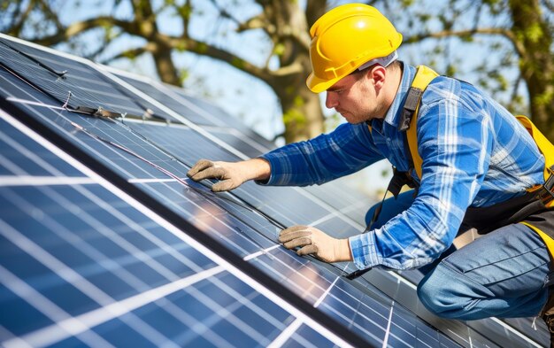 portrait solar panel installer working house roof rules of