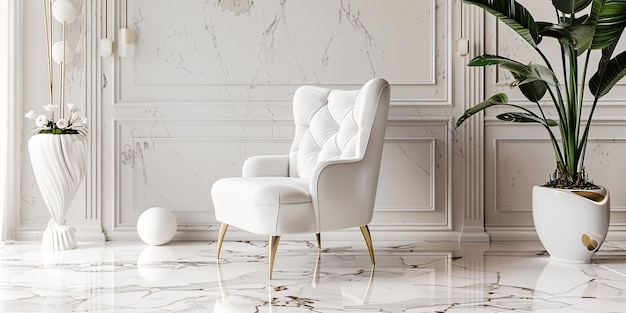 Portrait of Spanish Armchair in Modern Luxury Room Interior