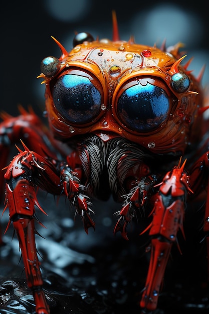 Portrait of spider macro close up Generative Ai