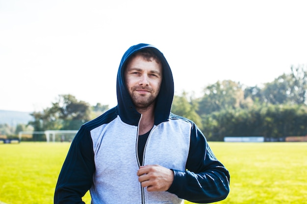 Portrait of sportsman on the stadium outdoor