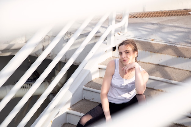 Portrait of a sportswoman after jogging