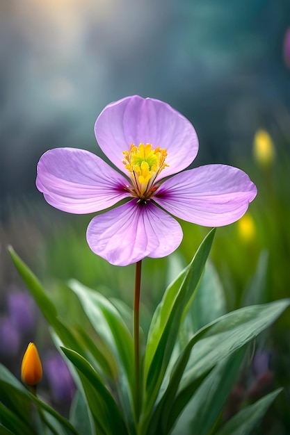 Foto ritratto di un fiore viola primaverile che fiorisce in giardino durante la primavera