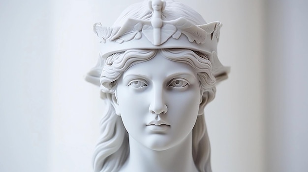 portrait of the statue of the goddess of justice on a white background AI generated