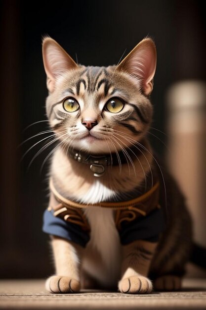 Photo a portrait of a steampunk cat