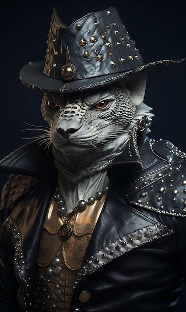 Portrait of Stingray Pirate Sea Stalker Costume Barb Studded Hat Poisono Animal Arts Collections