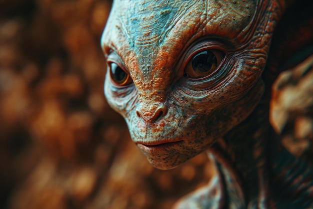 Foto ritratto di un alieno dall'aspetto strano
