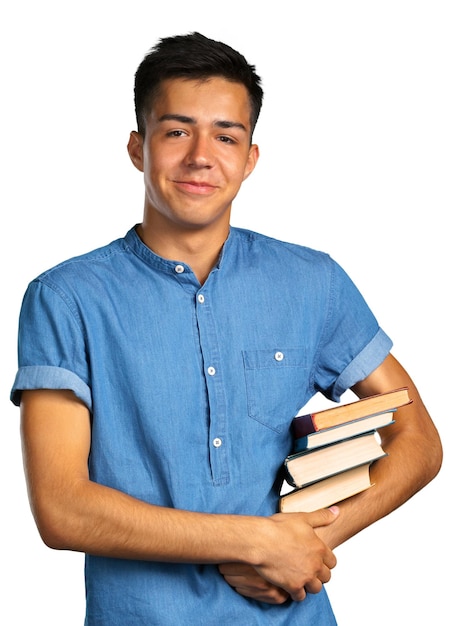 Portrait of student with books