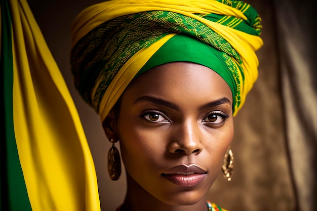 portrait of stunning and beautiful woman, dressed in turban and ethnic clothes