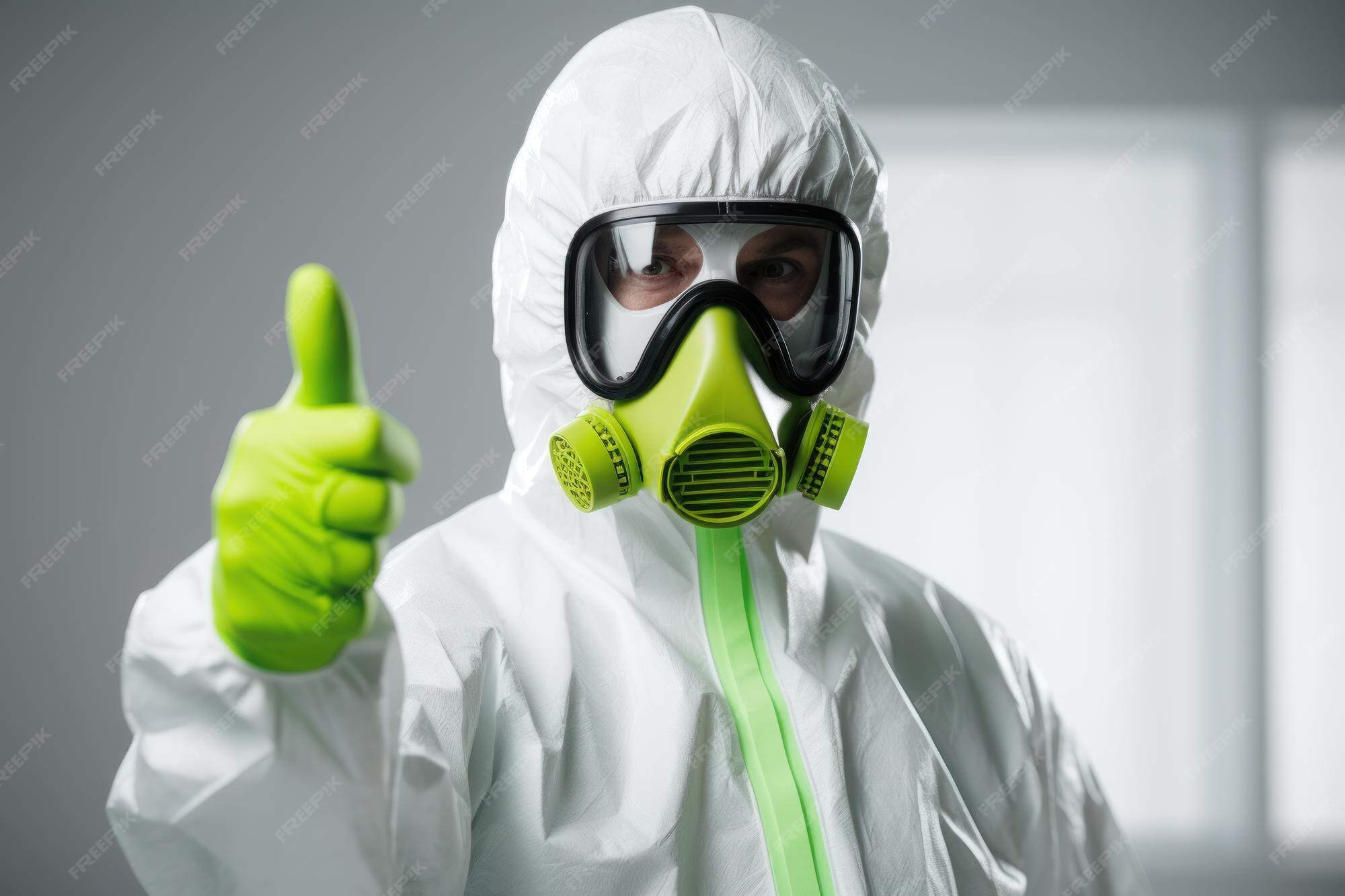 Premium ai image portrait style photo of a person wearing hazmat suit
