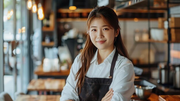 Portrait of a Stylish Asian Woman in Restaurant Setting