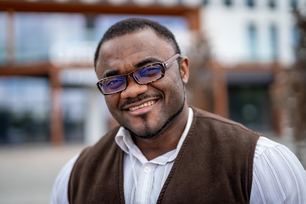 Portrait of stylish attractive man in glasses. Young stylish smilling male portrait.