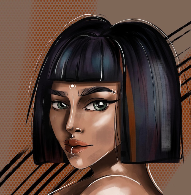 portrait of stylish girl. fashion illustration.