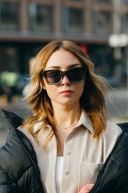 Premium Photo | Portrait of stylish lady in casual clothes at sun ...