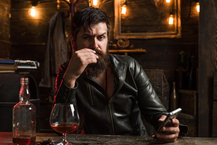 Photo portrait of stylish man beard vintage barbershop shaving mens beauty fashion male beard and mustache