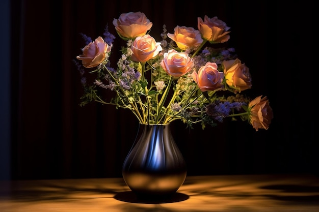 Portrait of a Stylish Roses Arrangment Indoors