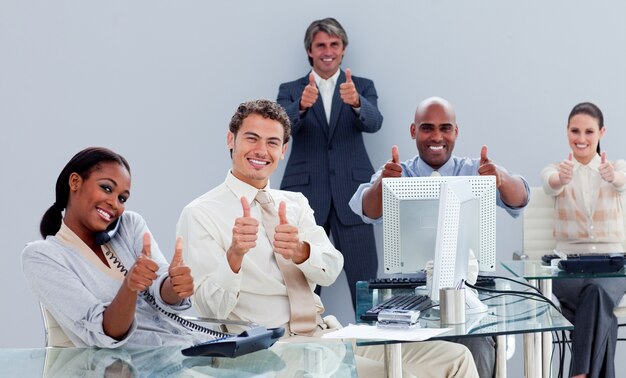 Portrait of a successful business team at work