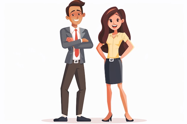 Photo portrait of a successful confident businessman and woman vector illustration