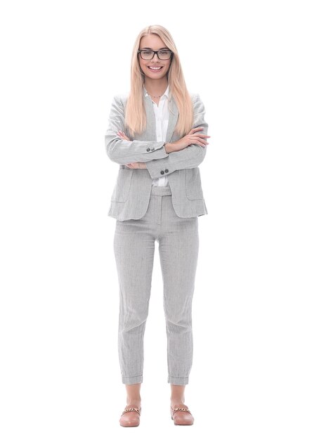 Portrait of a successful confident businesswoman isolated on white