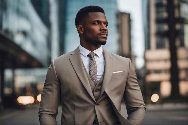 Portrait of successful elegant African American businessman Handsome and fashionable businessman