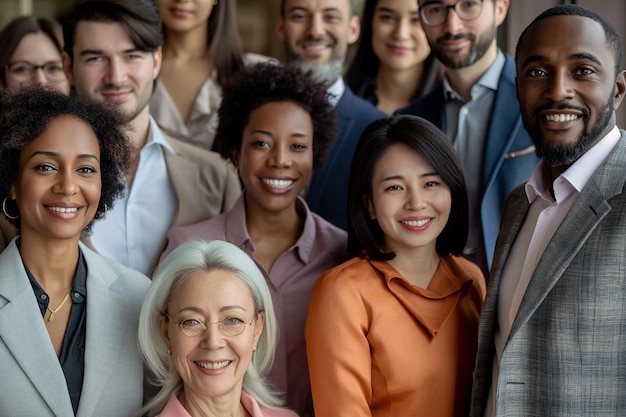 Portrait of successful multiethnic group of business people looking at camera Happy multi