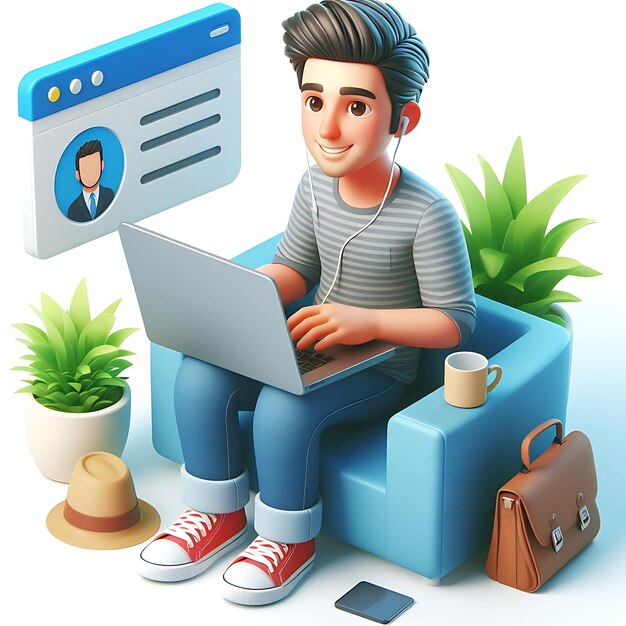 Premium Photo | Portrait of successful programmer 3d character game ...