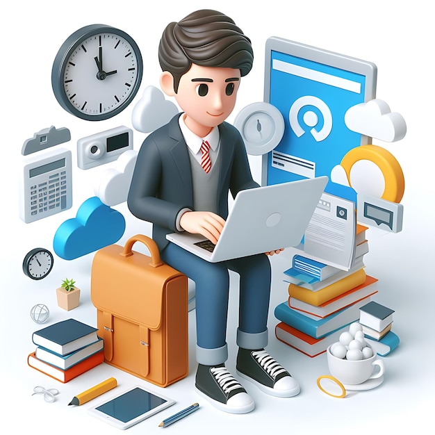 Premium Photo | Portrait of successful programmer 3d character game ...