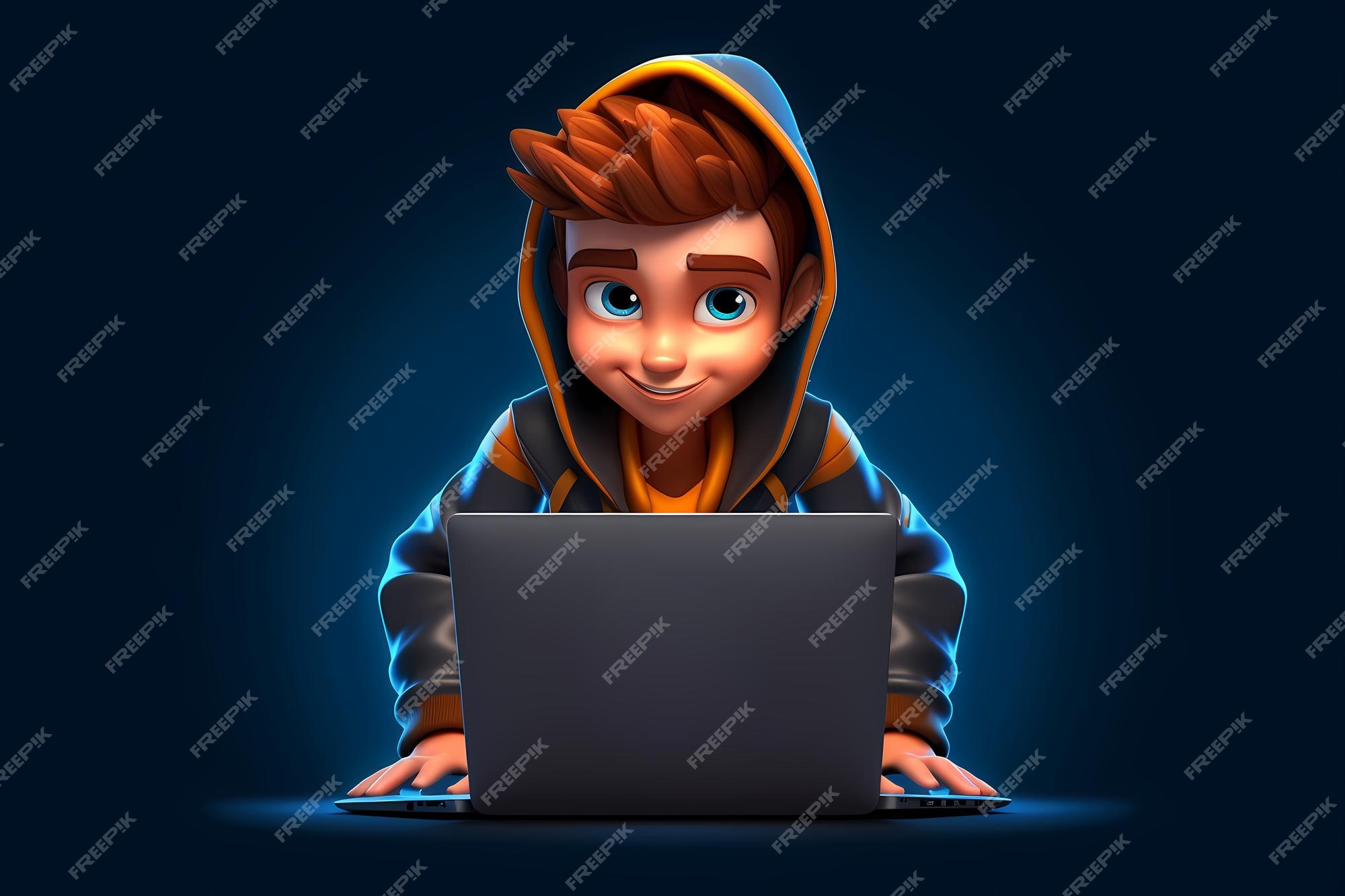 Portrait of successful programmer game developer or coder guy in uses ...