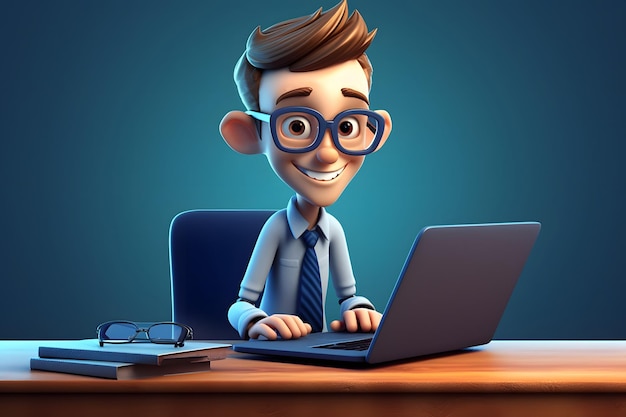 Portrait of successful programmer game developer or coder guy in uses computer laptop for work Game design Hacker boy Generative Ai Office IT employee