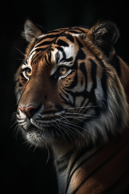 Portrait of Sumatran Tiger Dramatic and Cinematic Lighting Photography Generative AI