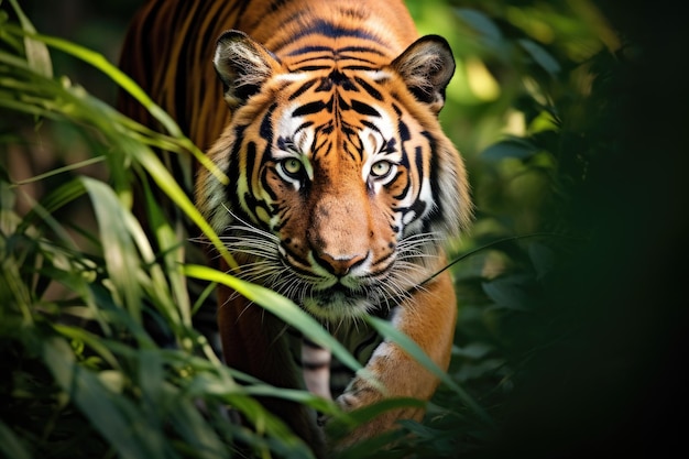 Портрет суматранского тигра в джунглях Panthera tigris sumatrae