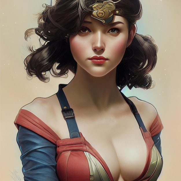 Portrait of superheroine woman