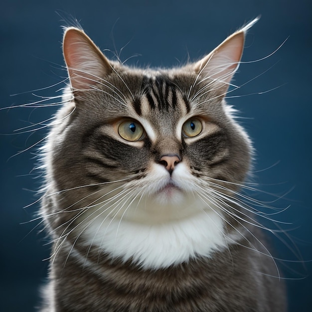 Portrait of a surprised cat Scottish Straight