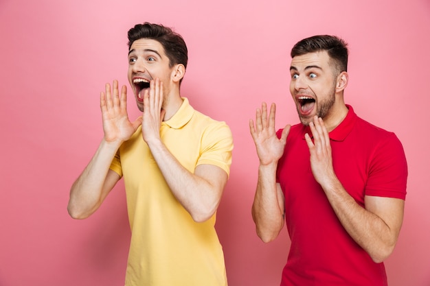 Portrait of a surprised friends standing