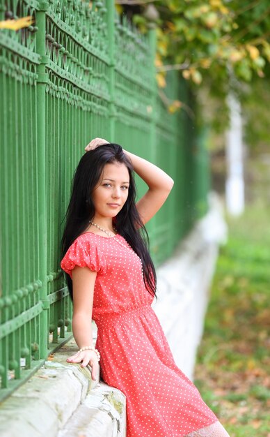 Portrait of sweet young woman enjoying at the park  Outdoor