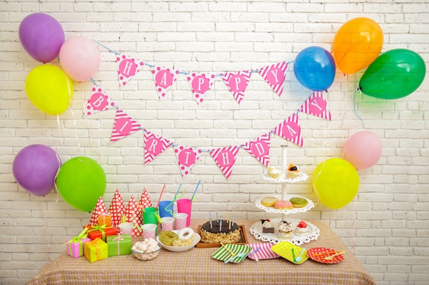 Photo portrait of table set up for child's party